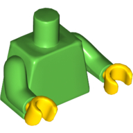 Lego Torso, Bright Green Arms, Yellow Hands [Plain] / Bright Green