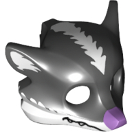 Lego Mask Fox / Skunk, White Fur and Lavender Nose Print / Black