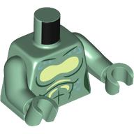Lego Torso, Bare Chest, Muscles, Yellowish Green Spots print, Sand Green Arms and Hands / Sand Green