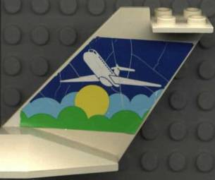 Lego Tail Wedge with Airplane above Sun & Clouds Pattern on Both Sides (Stickers) - Sets 1774 / 1775