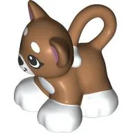 Duplo Animal Cat / Kitten Looping Tail, White Chest, Feet, Tail End, and Mouth Print / Medium Nougat