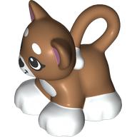 Lego Duplo Animal Cat / Kitten Looping Tail, White Chest, Feet, Tail End, and Mouth Print / Medium Nougat