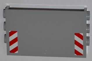 Lego Panel 1 x 6 x 3 with Studs on Sides with Red and White Danger Stripes (White Corners) Half Height Pattern (Stickers) - Set 4434