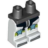 Lego Hips and White Legs with Black Shorts, Lime Kneepads, Medium Blue Stars, Light Bluish Grey Toes print / Black