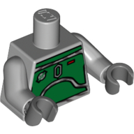 Lego Torso Armor Plates Green Print (Boba Fett), Light Bluish Gray Arms, Dark Bluish Gray Hands / Light Bluish Gray