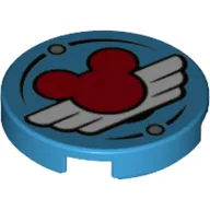 Tile Round 2 x 2 with Pilot Wings with Mickey Mouse Logo Print / Dark Azure