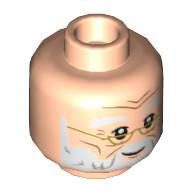 Lego Minifig Head Albus Dumbledore, Gold Glasses, White Beard, Smirk / Open Mouth / Light Nougat