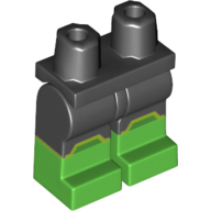 Lego Hips with Black Legs and Bright Green Boots Pattern with Green Knees Print / Black
