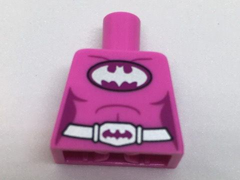 Lego Torso Batman Female Logo on Magenta Oval and Silver Belt with Bat Buckle Pattern