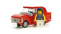 Old red car "Moskvich"
