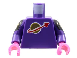 Torso with Classic Space Logo High on Torso Pattern, Inside with Ribs (second reissue) / Dark Purple Arms with Black and Gold Armor Pattern / Dark Pink Hands