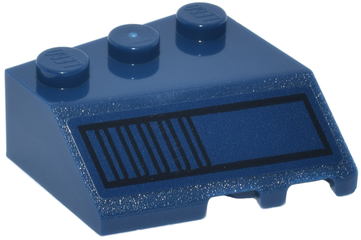 Lego Wedge 3 x 3 Sloped Left with Black Border and Vents Pattern (Sticker) - Set 75433