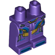 Lego Hips and Dark Purple Legs with Blue, Silver, and Gold Panels and Circuitry, and Blue Toes Print / Dark Purple