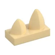 Tile Special 1 x 2 with Two Vertical Teeth / Tooth / Tan