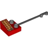 Duplo Telephone on Brick 2 x 2 with Silver and Red Buttons Print / Red