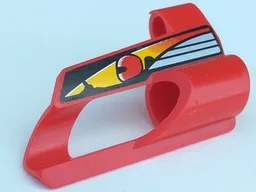 Technic, Panel Fairing # 5 Small Short, Large Hole, Side A with Driver in Red Helmet Pattern (Sticker) - Set 8241