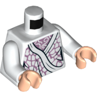 Lego Torso Robe with Lavender Print, White Arms, Light Nougat Hands / White