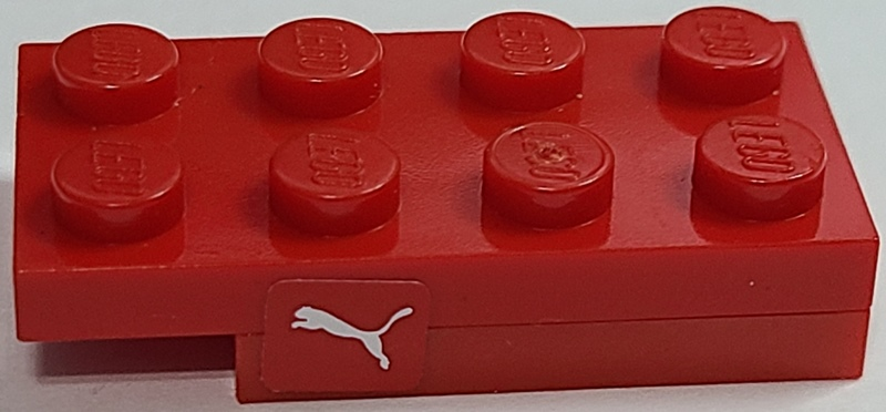 Lego Stickered Assembly 4 x 2 x 2/3 with White Puma Logo On Red Background Pattern on Both Sides (Stickers) - Set 8157