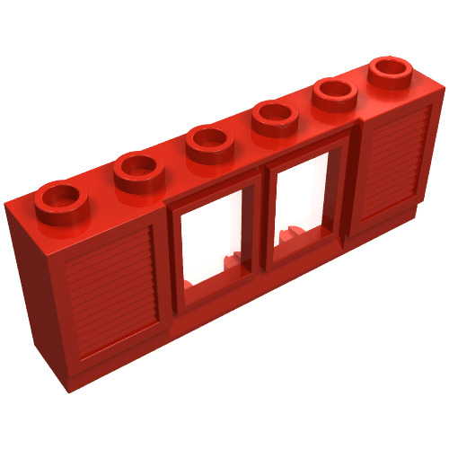 Lego Window 1 x 6 x 2 with Shutters / Red