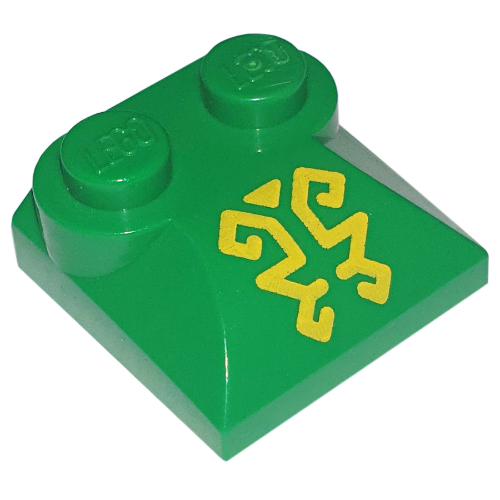 Lego Brick Curved 2 x 2 x 2/3 Two Studs and Curved Slope End with Ornate Yellow Lines Print