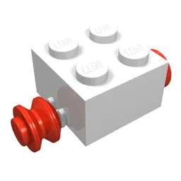 Brick Special 2 x 2 [Red Wheels for Single Tyre] / White