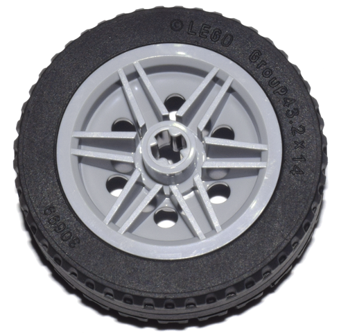 Lego Wheel 30mm D. x 14mm with Black Tire 43.2 x 14 Solid (56904 / 30699)