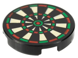 Tile, Round 2 x 2 with Bottom Stud Holder with Dart Board Pattern
