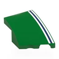 Brick Wedged, Curved 3 x 2 with Stud Notch Right with White/Dark Blue/White Stripes Print