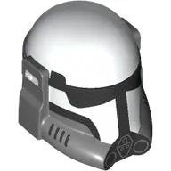 Helmet, Imperial Commando with Dark Bluish Gray Lower Section Pattern, Black Visor Print / White