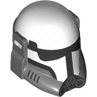 Lego Helmet, Imperial Commando with Dark Bluish Gray Lower Section Pattern, Black Visor print / White
