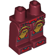 Lego Hips and Dark Red Legs with Iron Man Red and Gold Panels and Knee Print / Dark Red