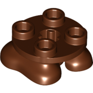 Lego Feet, 2 x 2 x 2/3 with 4 Studs on Top / Reddish Brown