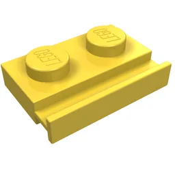 Plate Special 1 x 2 with Door Rail / Yellow