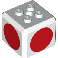 Lego Brick Special Cube with 2 x 2 Studs on Top, and Red Circles Print
