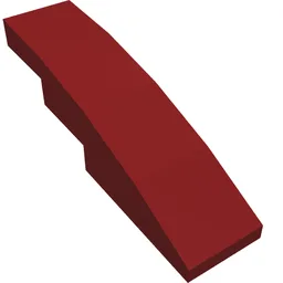 Brick Curved 4 x 1 No Studs [Stud Holder with Symmetric Ridges] / Dark Red