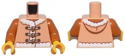 Torso Vest with Hood, White Fur Trim, and Tan and Dark Brown Laces with Dark Orange Clasps Pattern / Dark Orange Arms / Bright Light Orange Hands