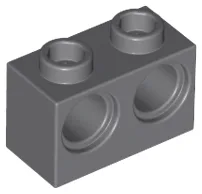 Technic Brick 1 x 2 [2 Pin Holes] / Dark Bluish Gray