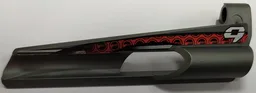 Technic, Panel Fairing # 7 Small Long, Large Hole, Side A with Stylized Silver Number 9 and Black and Red Pattern (Sticker) - Set 8353