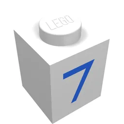 Brick 1 x 1 with Blue '7' Print / White