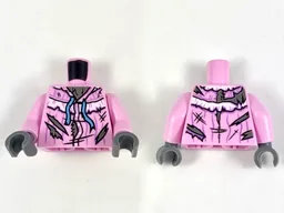 Torso Nightgown, Torn and Ripped Pattern / Bright Pink Arms / Dark Bluish Gray Hands