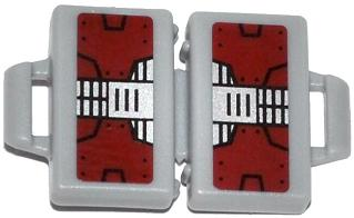 Lego Minifigure, Utensil Briefcase with Dark Red and Silver Metal Plates Pattern on Both Sides (Stickers) - Set 76007