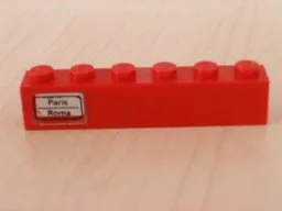 Brick 1 x 6 with 'Paris - Roma' Left Pattern (Sticker) - Set 7740