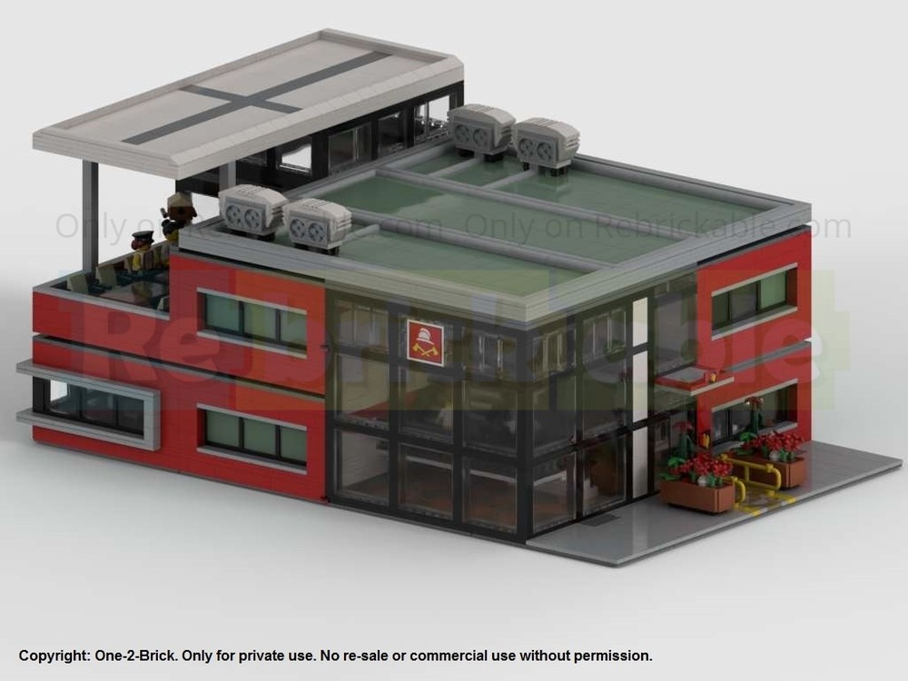 Lego Modern Fire Station Building – Highly Detailed Minifig-Scale Model
