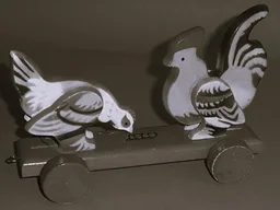 Wooden Pull-Along - Rooster and Hen, Movable {Hane og høne, Bevægelige}