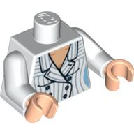 Lego Torso Suit Jacket with Blue Pinstripes Print, White Arms, Light Nougat Hands / White