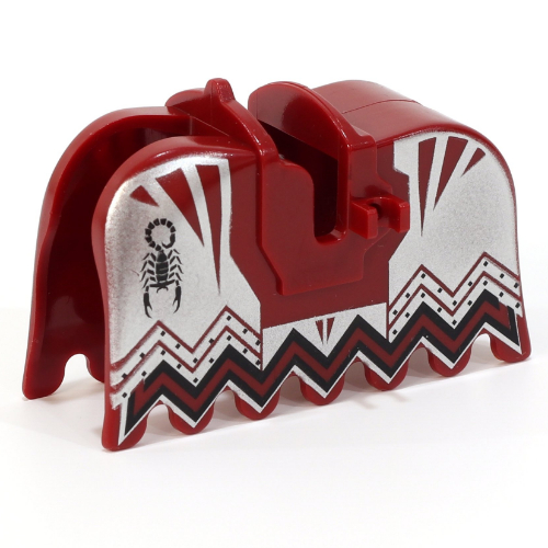Lego Animal / Creature Accessory, Horse Barding with Knights Kingdom Vladek Scorpion Print / Dark Red