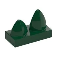 Tile Special 1 x 2 with Two Vertical Teeth / Tooth / Dark Green