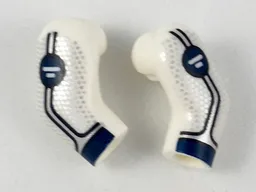 Arm, (Matching Left and Right) Pair with Dark Blue Cuffs, Water Symbols on Circles, Silver Trim and Dots Pattern / White