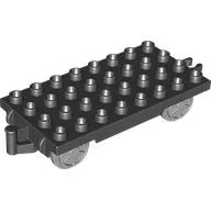 Duplo Train Wagon Base 4 x 8 with Light Bluish Gray Wheels and Moveable Hook / Black