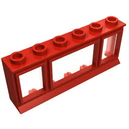 Window 1 x 6 x 2 [Old Style Extended Lip & Glass] / Red